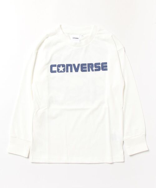 CONVERSE(コンバース)の「CONVERSE/コンバース ボーイズ 前後ラバープリント長袖Tシャツ(Tシャツ/カットソー・キッズ・杢グレー/オフホワイト・130cm/140cm/160cm/150cm)」の1枚目の写真