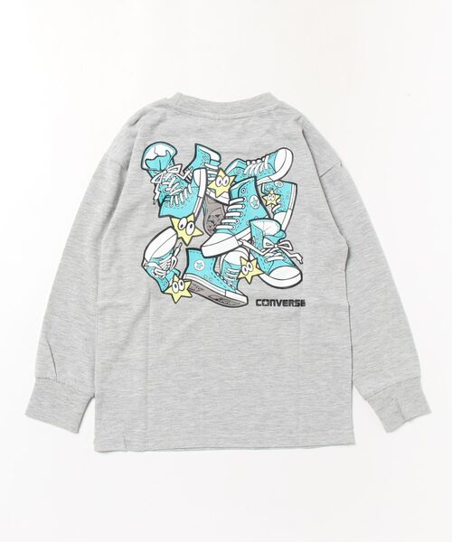CONVERSE(コンバース)の「CONVERSE/コンバース ボーイズ 前後ラバープリント長袖Tシャツ(Tシャツ/カットソー・キッズ・杢グレー/オフホワイト・130cm/140cm/160cm/150cm)」の3枚目の写真