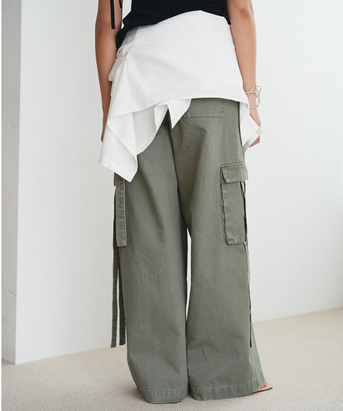SOEMIN(ソミン)の「Military cargo pants/ミリタリーカーゴワイドパンツ(カーゴパンツ・レディース・カーキ/ピンク・FREE)」の10枚目の写真