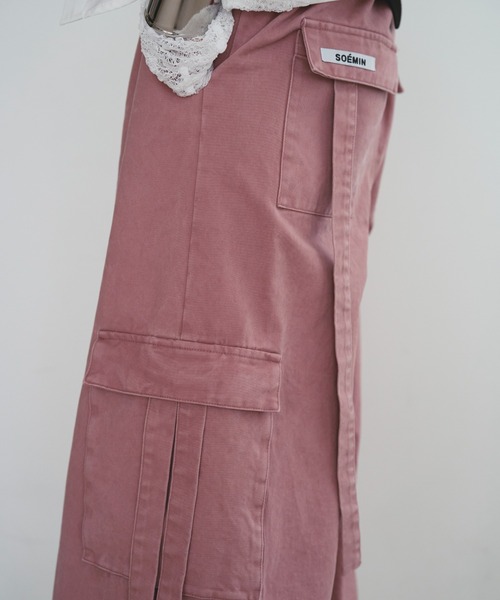 SOEMIN(ソミン)の「Military cargo pants/ミリタリーカーゴワイドパンツ(カーゴパンツ・レディース・カーキ/ピンク・FREE)」の4枚目の写真