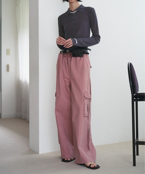 SOEMIN(ソミン)の「Military cargo pants/ミリタリーカーゴワイドパンツ(カーゴパンツ・レディース・カーキ/ピンク・FREE)」の3枚目の写真