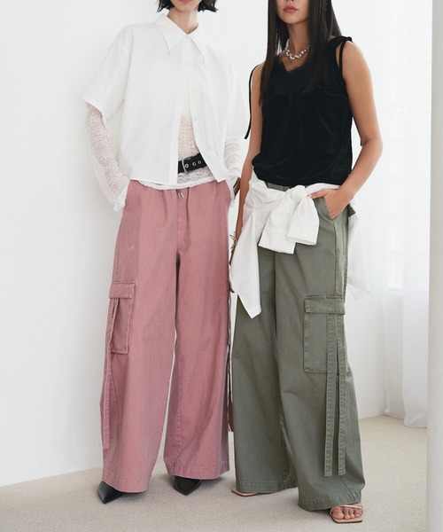 SOEMIN(ソミン)の「Military cargo pants/ミリタリーカーゴワイドパンツ(カーゴパンツ・レディース・カーキ/ピンク・FREE)」の11枚目の写真