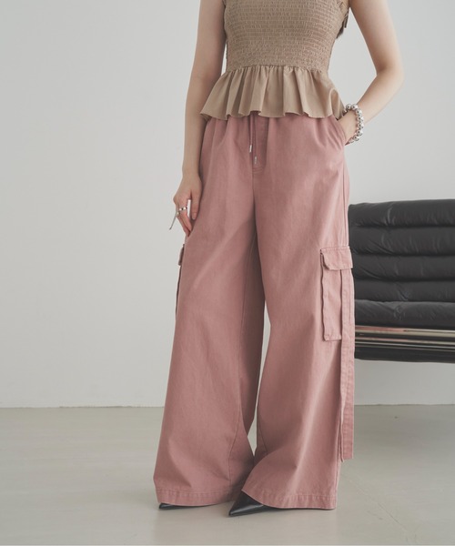 SOEMIN(ソミン)の「Military cargo pants/ミリタリーカーゴワイドパンツ(カーゴパンツ・レディース・カーキ/ピンク・FREE)」の17枚目の写真