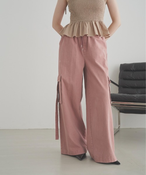 SOEMIN(ソミン)の「Military cargo pants/ミリタリーカーゴワイドパンツ(カーゴパンツ・レディース・カーキ/ピンク・FREE)」の18枚目の写真