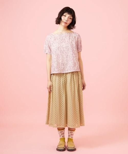 Jocomomola(ホコモモラ)の「Ola レースフレアスカート(スカート・レディース・ブラック/ベージュ・42/40)」の9枚目の写真