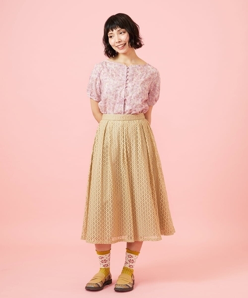 Jocomomola(ホコモモラ)の「Ola レースフレアスカート(スカート・レディース・ブラック/ベージュ・42/40)」の10枚目の写真
