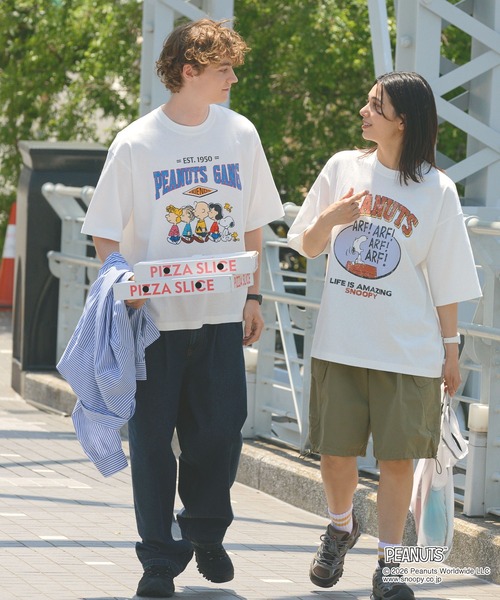PEANUTS(ピーナッツ)の「<Exclusive>PEANUTS College Logo S/S Tee / ピーナッツ 別注 カレッジロゴ ルーズ半袖Tシャツ(Tシャツ/カットソー・メンズ・チャコール/ホワイト系/ダークネイビー/ホワイト系2/杢グレー/ブラウン/オフホワイト・L/S/M)」の11枚目の写真