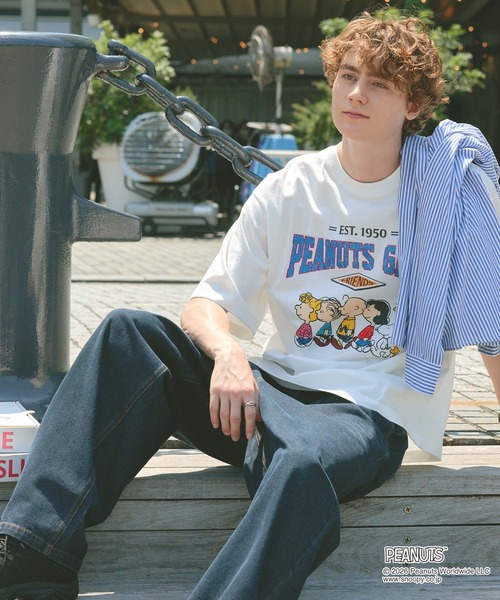 PEANUTS(ピーナッツ)の「<Exclusive>PEANUTS College Logo S/S Tee / ピーナッツ 別注 カレッジロゴ ルーズ半袖Tシャツ(Tシャツ/カットソー・メンズ・チャコール/ホワイト系/ダークネイビー/ホワイト系2/杢グレー/ブラウン/オフホワイト・L/S/M)」の17枚目の写真