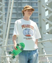 PEANUTS（ピーナッツ）の「【HECT】PEANUTS College Logo S S Tee   PEANUTS別注 カレッジロゴ ルーズ半袖Tシャツ（Tシャツ/カットソー）」