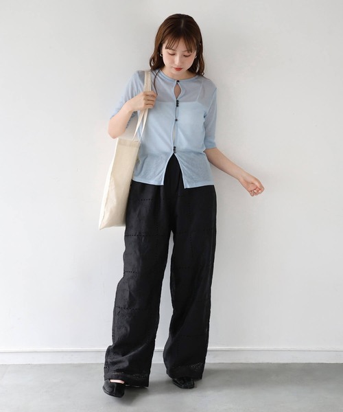 tiptop（ティップトップ）の「パッチワーク風刺繍イージーパンツ（その他パンツ・レディース・オフホワイト/ブラック・FREE）」の8枚目の写真