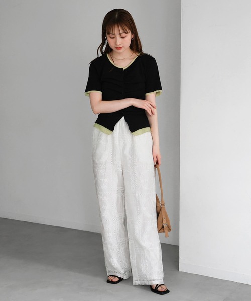 tiptop（ティップトップ）の「パッチワーク風刺繍イージーパンツ（その他パンツ・レディース・オフホワイト/ブラック・FREE）」の22枚目の写真