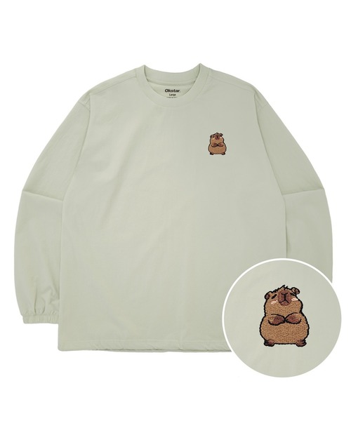 OKSTAR(オクスター)の「カピバラ刺繍ウーブンスウェット(スウェット・レディース・ベージュ/ブルー/ブラック・X-LARGE/2XL/LARGE/MEDIUM)」の2枚目の写真