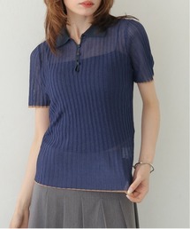CLEIO | 【CLEIO】バイカラーシアーポロニット BICOLOR SHEER POLO KNIT(Tシャツ/カットソー)