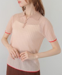 CLEIO | 【CLEIO】バイカラーシアーポロニット BICOLOR SHEER POLO KNIT(Tシャツ/カットソー)