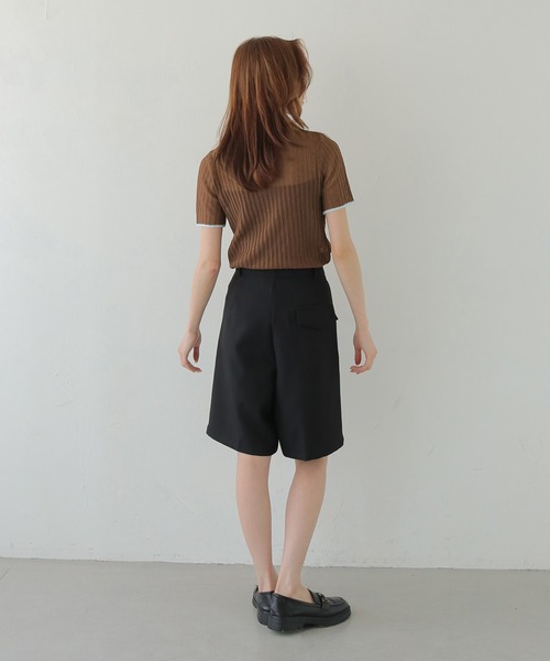 CLEIO（クレイオ）の「【CLEIO】バイカラーシアーポロニット BICOLOR SHEER POLO KNIT（Tシャツ/カットソー・レディース・ネイビー/ブラウン/アイボリー/ピンク・FREE）」の18枚目の写真