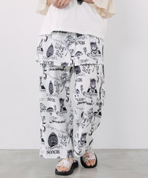 162685:アンティーク柄 3way巻きスカート付きパンツ