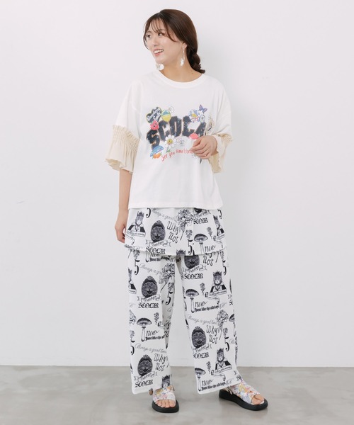 ScoLar（スカラー）の「162685：アンティーク柄 3way巻きスカート付きパンツ（その他パンツ・レディース・アイボリー/ブラック・M）」の11枚目の写真