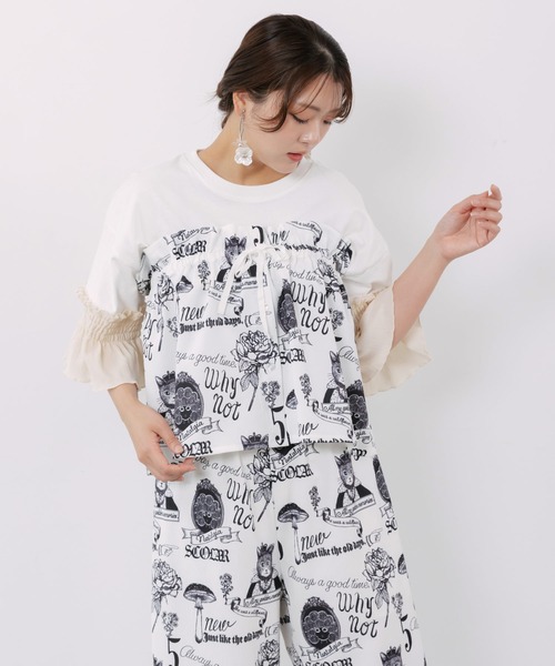 ScoLar（スカラー）の「162685：アンティーク柄 3way巻きスカート付きパンツ（その他パンツ・レディース・アイボリー/ブラック・M）」の15枚目の写真