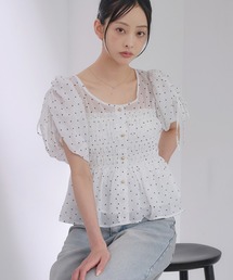 【INGNI　SOELA】ドットギャザーブラウス／WEB限定