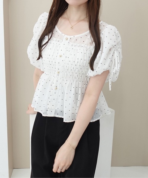 SOELA(ソエラ)の「【INGNI SOELA】ドットギャザーブラウス/WEB限定(シャツ/ブラウス・レディース・ブラック×ホワイト/ホワイト×ブラック・FREE)」の8枚目の写真