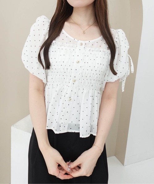 SOELA(ソエラ)の「【INGNI SOELA】ドットギャザーブラウス/WEB限定(シャツ/ブラウス・レディース・ブラック×ホワイト/ホワイト×ブラック・FREE)」の9枚目の写真