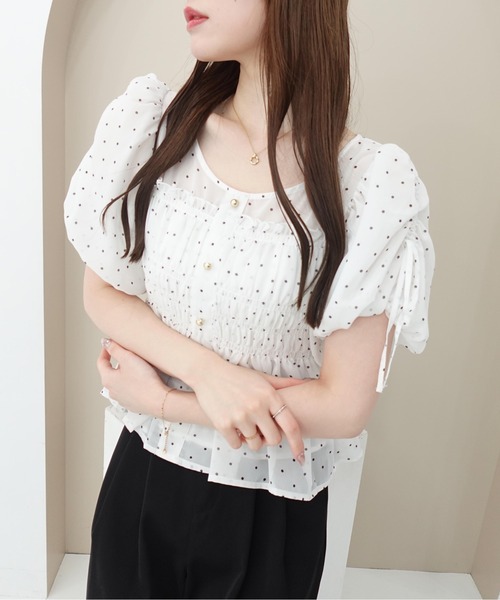 SOELA(ソエラ)の「【INGNI SOELA】ドットギャザーブラウス/WEB限定(シャツ/ブラウス・レディース・ブラック×ホワイト/ホワイト×ブラック・FREE)」の10枚目の写真
