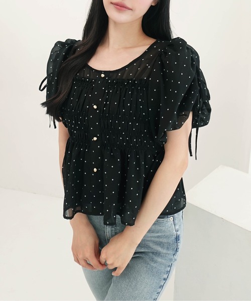 SOELA(ソエラ)の「【INGNI SOELA】ドットギャザーブラウス/WEB限定(シャツ/ブラウス・レディース・ブラック×ホワイト/ホワイト×ブラック・FREE)」の18枚目の写真