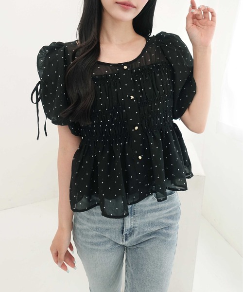 SOELA(ソエラ)の「【INGNI SOELA】ドットギャザーブラウス/WEB限定(シャツ/ブラウス・レディース・ブラック×ホワイト/ホワイト×ブラック・FREE)」の19枚目の写真