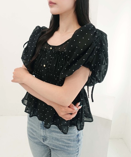 SOELA(ソエラ)の「【INGNI SOELA】ドットギャザーブラウス/WEB限定(シャツ/ブラウス・レディース・ブラック×ホワイト/ホワイト×ブラック・FREE)」の20枚目の写真