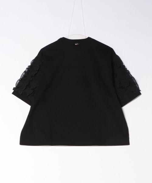H.A.K（ハク）の「スワイー天竺＋強撚シースルーピンストライプフリルカットソー（Tシャツ/カットソー・レディース・ホワイト/ブラック・FREE）」の3枚目の写真