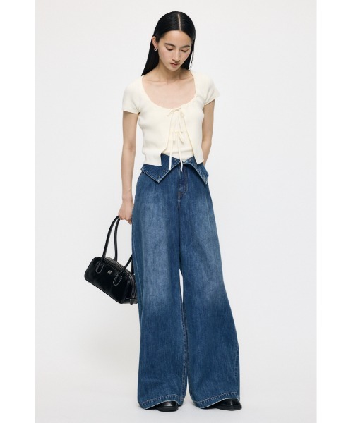 MOUSSY(マウジー)の「【再入荷】CORSET DESIGN BAGGY(デニムパンツ・レディース・ブルー/ブルー系その他/ワンウォッシュ・1/0/2)」の6枚目の写真