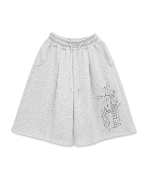 DAMISH(ダミシュ)の「エンジェルクロスワンタックワイドバミューダショーツ_ライトグレー(スウェットパンツ・レディース・ライトグレー・OS)」の2枚目の写真