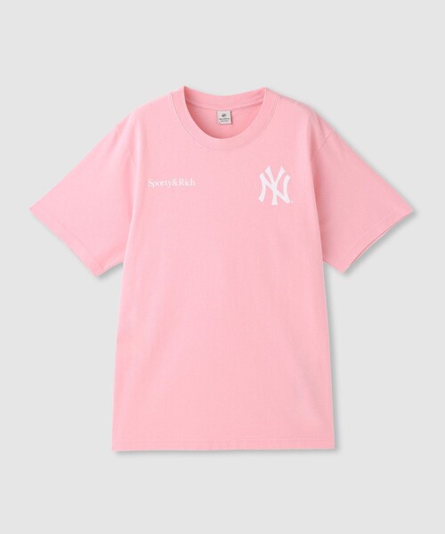 allureville(アルアバイル)の「【SPORTY&RICH(スポーティーアンドリッチ)】YANKEES ARCH TSHIRTS(Tシャツ/カットソー・レディース・ライトピンク/ホワイト・1)」の2枚目の写真