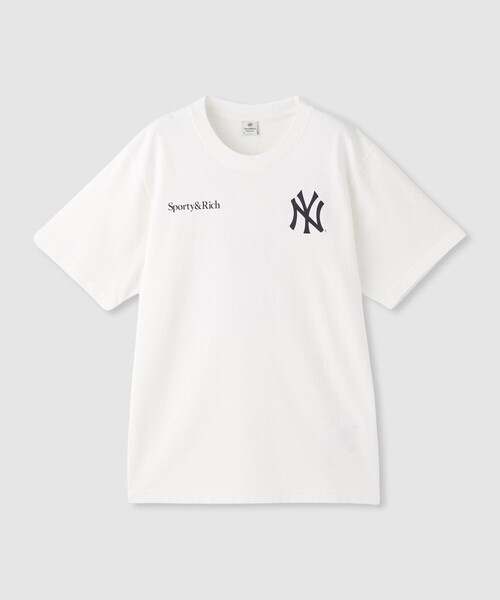 allureville(アルアバイル)の「【SPORTY&RICH(スポーティーアンドリッチ)】YANKEES ARCH TSHIRTS(Tシャツ/カットソー・レディース・ライトピンク/ホワイト・1)」の1枚目の写真