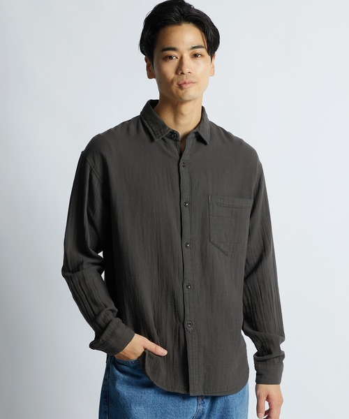 LANVIN en Bleu(ランバンオンブルー)の「製品染め ダブルガーゼ カジュアルシャツ(シャツ/ブラウス・メンズ・ネイビー/チャコールグレー・46/48/50/52)」の2枚目の写真