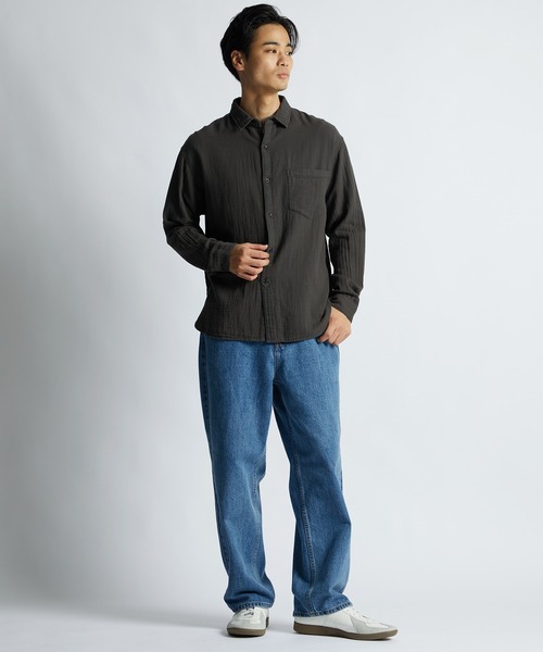 LANVIN en Bleu(ランバンオンブルー)の「製品染め ダブルガーゼ カジュアルシャツ(シャツ/ブラウス・メンズ・ネイビー/チャコールグレー・46/48/50/52)」の5枚目の写真