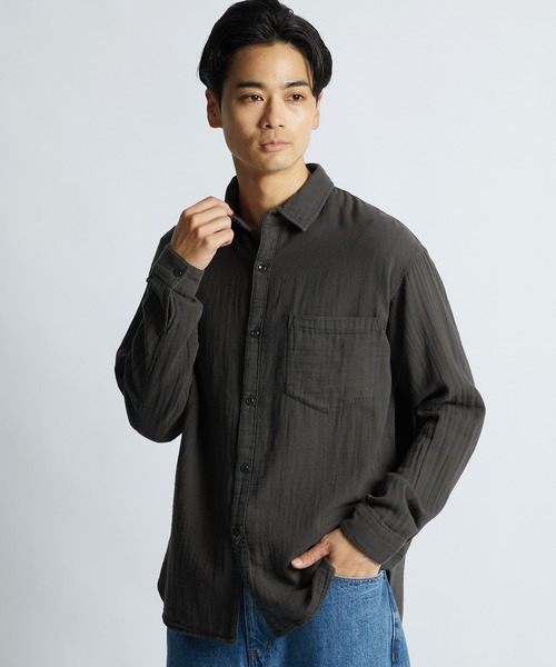 LANVIN en Bleu(ランバンオンブルー)の「製品染め ダブルガーゼ カジュアルシャツ(シャツ/ブラウス・メンズ・ネイビー/チャコールグレー・46/48/50/52)」の6枚目の写真