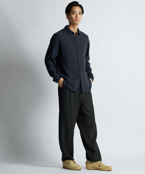 LANVIN en Bleu(ランバンオンブルー)の「製品染め ダブルガーゼ カジュアルシャツ(シャツ/ブラウス・メンズ・ネイビー/チャコールグレー・46/48/50/52)」の3枚目の写真