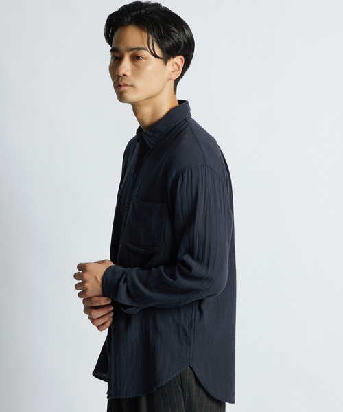LANVIN en Bleu(ランバンオンブルー)の「製品染め ダブルガーゼ カジュアルシャツ(シャツ/ブラウス・メンズ・ネイビー/チャコールグレー・46/48/50/52)」の7枚目の写真