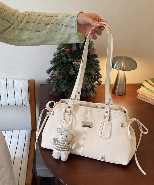 セール】【人気BAGにドット柄追加】サイドリボンショルダーバッグ