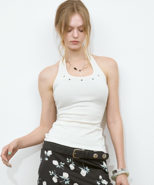 Rohwel(ローウェル)の「Eyelet Halter Tank Tops / アイレットホルタータンクトップス(タンクトップ・レディース・ホワイト/ブラック/ブラウン・FREE)」の16枚目の写真