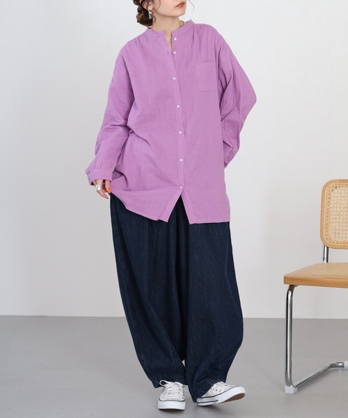 Fanaka(ファナカ)の「ダブルガーゼシャツブラウス 長袖(シャツ/ブラウス・レディース・バイオレット・L-Long)」の6枚目の写真