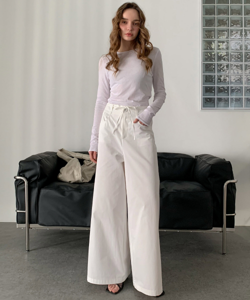 VASCARA(バスカラ)の「String Wide Cotton Pants (3colors)(その他パンツ・レディース・ブラック/ホワイト/ベージュ・SMALL/MEDIUM/LARGE)」の4枚目の写真