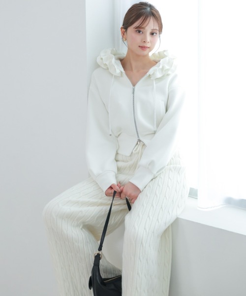 SNIDEL(スナイデル)の「【セットアップ対応】ニットロングパンツ(その他パンツ・レディース・ライトブルー/モカ/ホワイト/その他・F)」の1枚目の写真