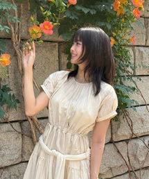HALF SLEEVE DRESS_UDDR6B222_LIGHT BEIGE