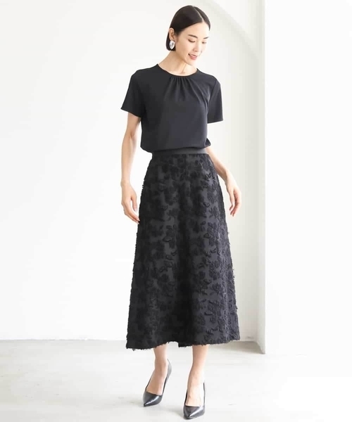 MICHEL KLEIN(ミッシェル・クラン)の「ギャザーネックジョーゼットカットソー(Tシャツ/カットソー・レディース・ホワイト/ブラック/ライラック・38)」の11枚目の写真