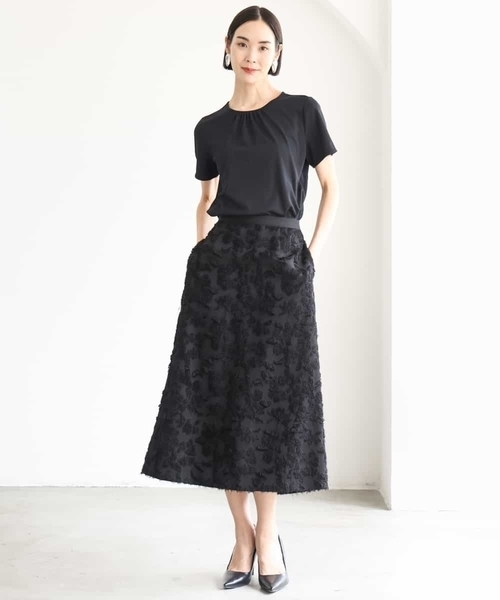MICHEL KLEIN(ミッシェル・クラン)の「ギャザーネックジョーゼットカットソー(Tシャツ/カットソー・レディース・ホワイト/ブラック/ライラック・38)」の12枚目の写真