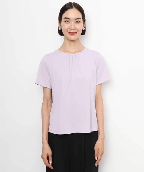 MICHEL KLEIN(ミッシェル・クラン)の「ギャザーネックジョーゼットカットソー(Tシャツ/カットソー・レディース・ホワイト/ブラック/ライラック・38)」の13枚目の写真