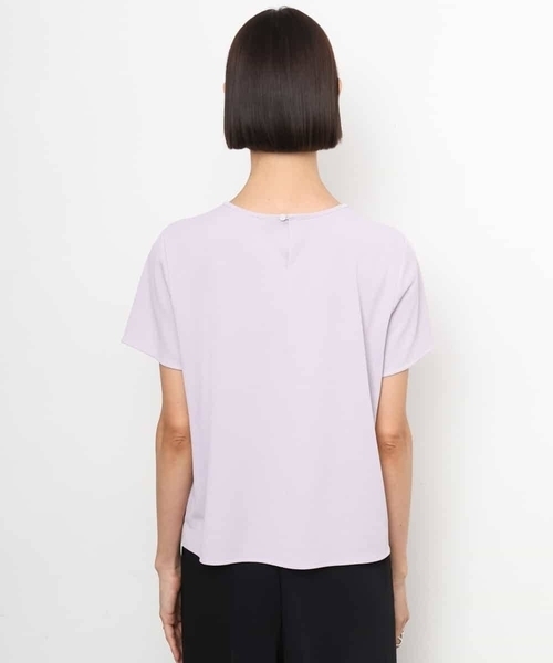 MICHEL KLEIN(ミッシェル・クラン)の「ギャザーネックジョーゼットカットソー(Tシャツ/カットソー・レディース・ホワイト/ブラック/ライラック・38)」の15枚目の写真
