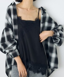 AZUL BY MOUSSY（アズールバイマウジー）の「【着丈バリエ】【大人気!待望のリピート】レースサテンアシメキャミソール 春服 夏服 秋服 冬服 レイヤード ドット柄有り（キャミソール）」